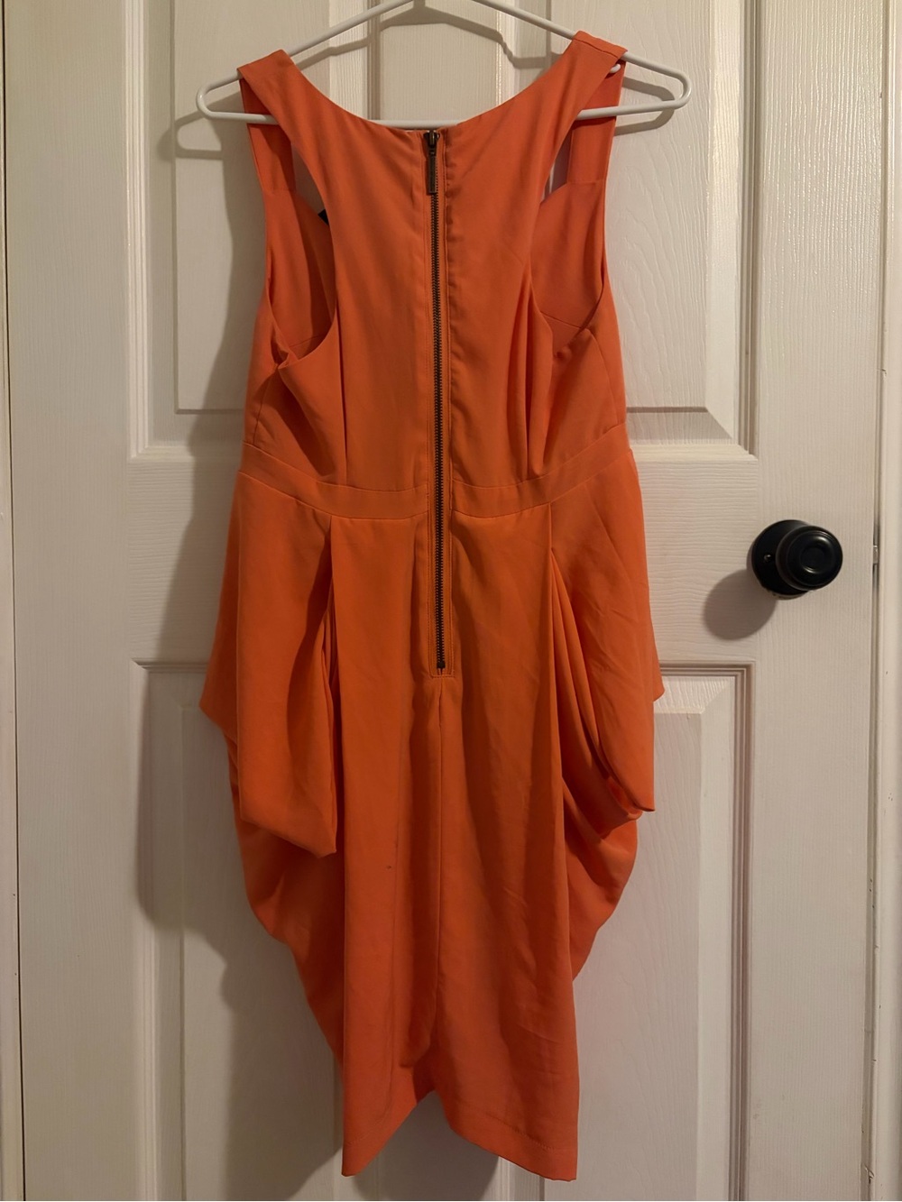 Orange Draped Cocktail Dress - Picture 2 of 5